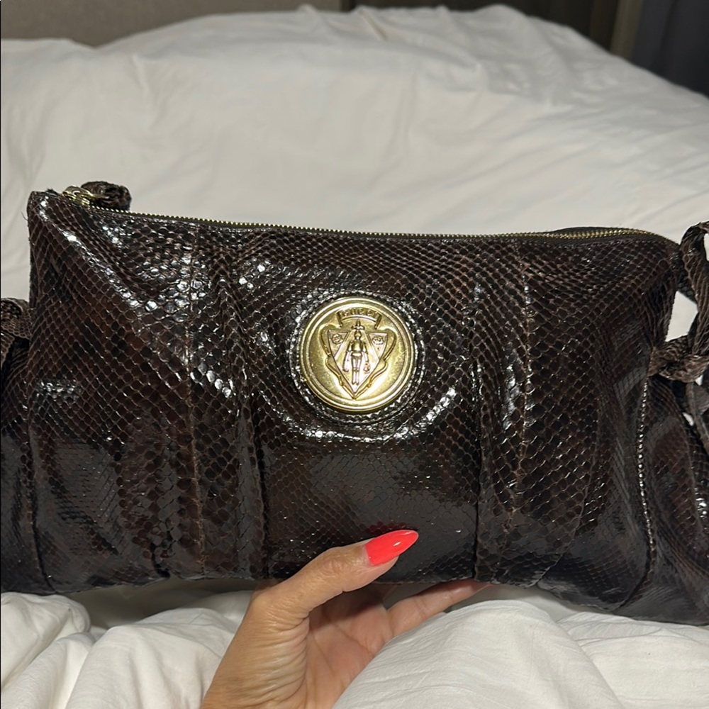 Gucci Brown and Gold Snakeskin Clutch Vintage out of Circulation